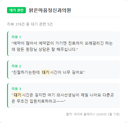 맑은마음정신과의원 리뷰