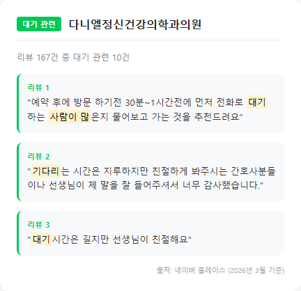 다니엘정신건강의학과의원 리뷰
